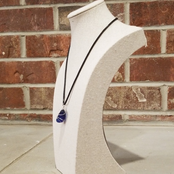 Leather Midnight Blue Pendant Necklace - Picture 2 of 4